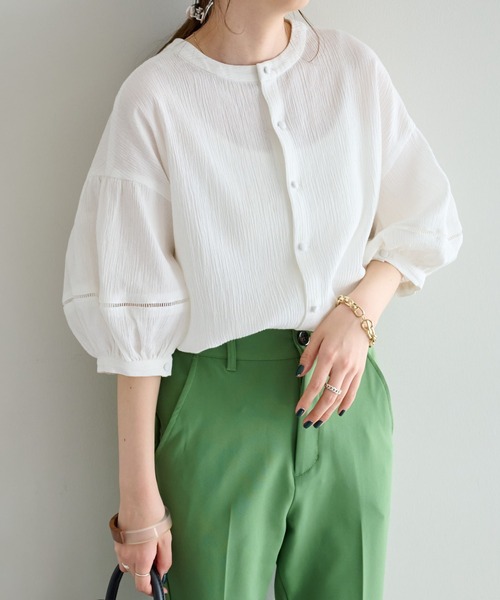 DISCOAT(ディスコート)の「【夏まで着れる◎】2WAYレースモチーフヨウリュウブラウス5分袖《WEB限定》(シャツ/ブラウス・レディース・ブラック/パープル/オフホワイト/グレイッシュベージュ・FREE)」の5枚目の写真