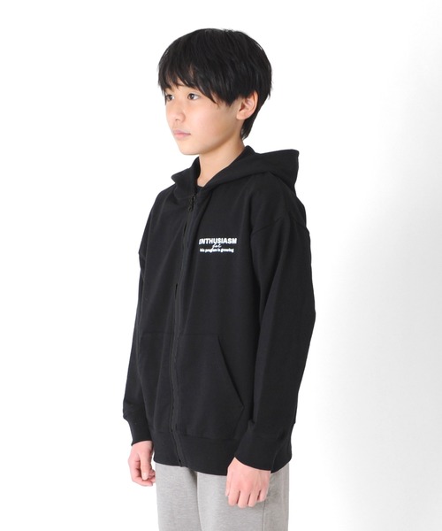 GLAZOS(グラソス)の「ストレッチミニ裏毛・ロゴZIPパーカー【セットアップ対応】(パーカー・キッズ・オフホワイト/ブラック/ベージュ/サックスブルー・160cm/140cm/170cm/130cm/150cm)」の20枚目の写真