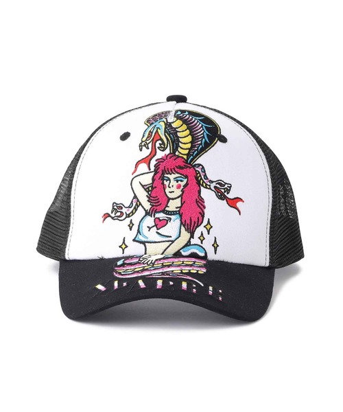 XLARGE（エクストララージ）の「FASCINATING SNAKE WOMAN MESH CAP（キャップ・メンズ・ホワイト/ブラック/マルチ・ONE SIZE）」の7枚目の写真