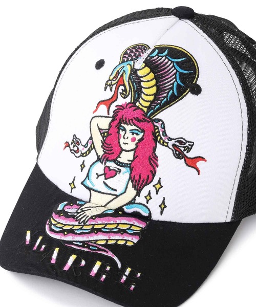 XLARGE（エクストララージ）の「FASCINATING SNAKE WOMAN MESH CAP（キャップ・メンズ・ホワイト/ブラック/マルチ・ONE SIZE）」の10枚目の写真