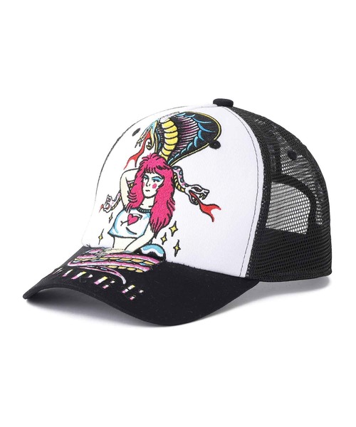 XLARGE（エクストララージ）の「FASCINATING SNAKE WOMAN MESH CAP（キャップ・メンズ・ホワイト/ブラック/マルチ・ONE SIZE）」の6枚目の写真
