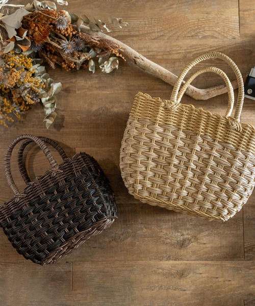  MAKE UP（メイクアップ）の「MAKE UP 軽量PEミニトートバックS/かごバッグ(巾着付)（トートバッグ・レディース・ダークブラウン/ベージュ/グレー/アイボリー・FREE）」の5枚目の写真