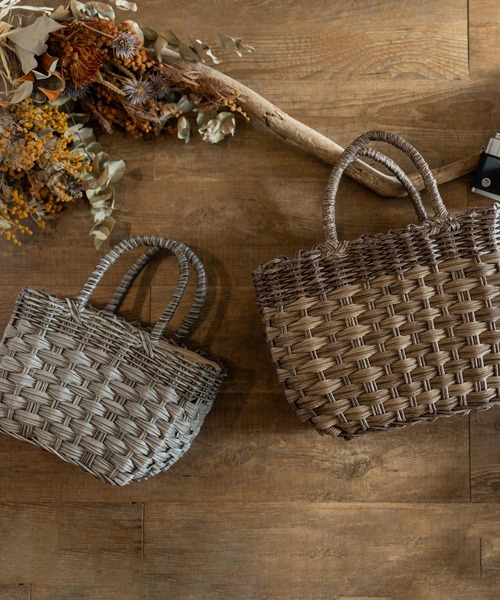  MAKE UP（メイクアップ）の「MAKE UP 軽量PEミニトートバックS/かごバッグ(巾着付)（トートバッグ・レディース・ダークブラウン/ベージュ/グレー/アイボリー・FREE）」の6枚目の写真