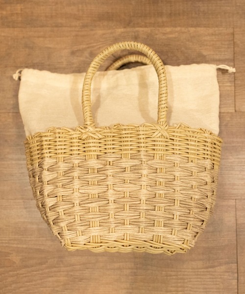  MAKE UP（メイクアップ）の「MAKE UP 軽量PEミニトートバックS/かごバッグ(巾着付)（トートバッグ・レディース・ダークブラウン/ベージュ/グレー/アイボリー・FREE）」の14枚目の写真