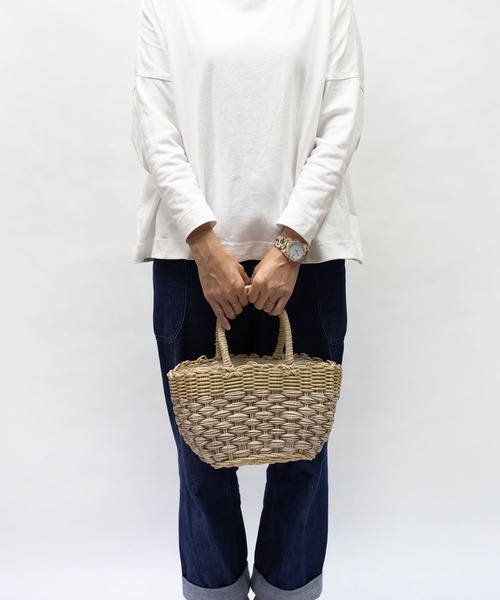  MAKE UP（メイクアップ）の「MAKE UP 軽量PEミニトートバックS/かごバッグ(巾着付)（トートバッグ・レディース・ダークブラウン/ベージュ/グレー/アイボリー・FREE）」の12枚目の写真