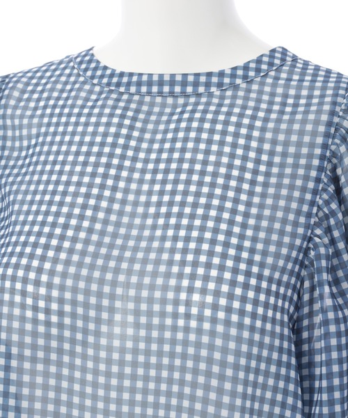 Edit Sheen（エディットシーン）の「2wayギンガムチェックボリュームスリーブシアーブラウス（シャツ/ブラウス・レディース・ネイビー/グリーン・M）」の18枚目の写真