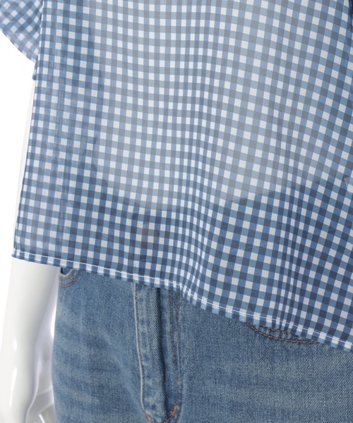 Edit Sheen（エディットシーン）の「2wayギンガムチェックボリュームスリーブシアーブラウス（シャツ/ブラウス・レディース・ネイビー/グリーン・M）」の20枚目の写真