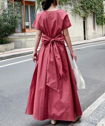 ウエストリボン2WAYロングワンピース