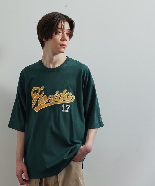 JUNRED(ジュンレッド)の「ワッペンカレッジ刺繍ルーズTシャツ(Tシャツ/カットソー・メンズ・ピンク/グリーン/ホワイト・M/L)」の6枚目の写真