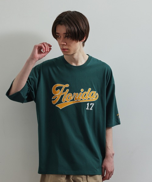 JUNRED(ジュンレッド)の「ワッペンカレッジ刺繍ルーズTシャツ(Tシャツ/カットソー・メンズ・ピンク/グリーン/ホワイト・M/L)」の7枚目の写真