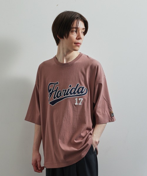 JUNRED(ジュンレッド)の「ワッペンカレッジ刺繍ルーズTシャツ(Tシャツ/カットソー・メンズ・ピンク/グリーン/ホワイト・M/L)」の8枚目の写真