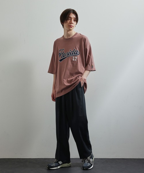 JUNRED(ジュンレッド)の「ワッペンカレッジ刺繍ルーズTシャツ(Tシャツ/カットソー・メンズ・ピンク/グリーン/ホワイト・M/L)」の15枚目の写真