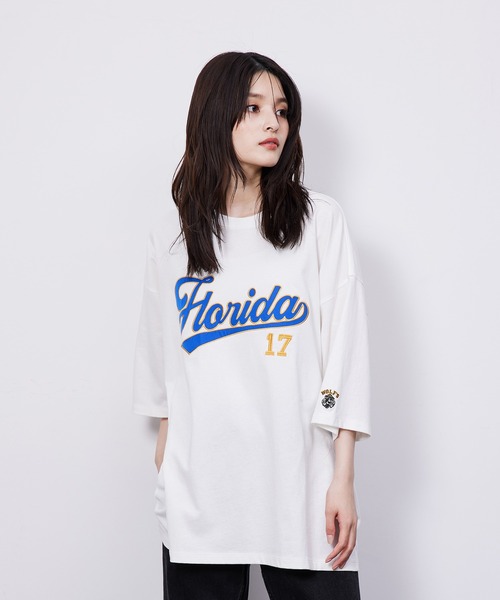 JUNRED(ジュンレッド)の「ワッペンカレッジ刺繍ルーズTシャツ(Tシャツ/カットソー・メンズ・ピンク/グリーン/ホワイト・M/L)」の21枚目の写真