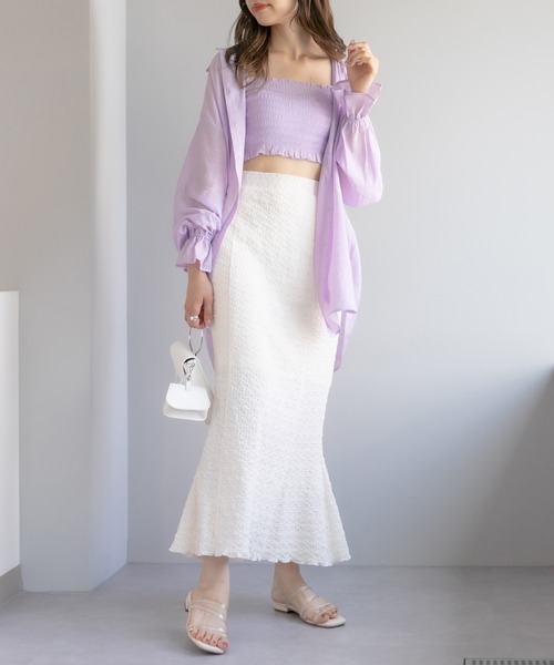 OLIVE des OLIVE（オリーブデオリーブ）の「シアシャツセット（シャツ/ブラウス・レディース・オフホワイト/ピンク/オレンジ/ライトグレー/ラベンダー・FREE）」の21枚目の写真