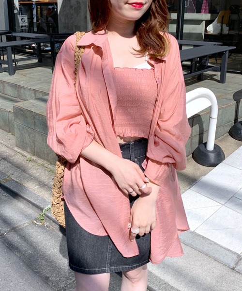 OLIVE des OLIVE（オリーブデオリーブ）の「シアシャツセット（シャツ/ブラウス・レディース・オフホワイト/ピンク/オレンジ/ライトグレー/ラベンダー・FREE）」の16枚目の写真