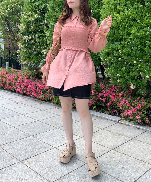 OLIVE des OLIVE（オリーブデオリーブ）の「シアシャツセット（シャツ/ブラウス・レディース・オフホワイト/ピンク/オレンジ/ライトグレー/ラベンダー・FREE）」の9枚目の写真