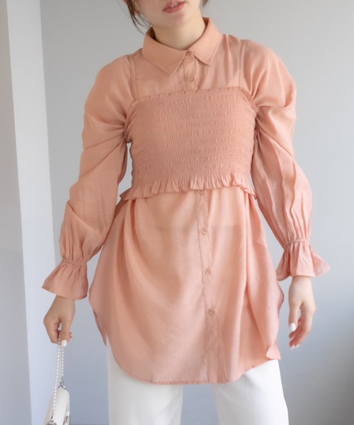 OLIVE des OLIVE（オリーブデオリーブ）の「シアシャツセット（シャツ/ブラウス・レディース・オフホワイト/ピンク/オレンジ/ライトグレー/ラベンダー・FREE）」の17枚目の写真