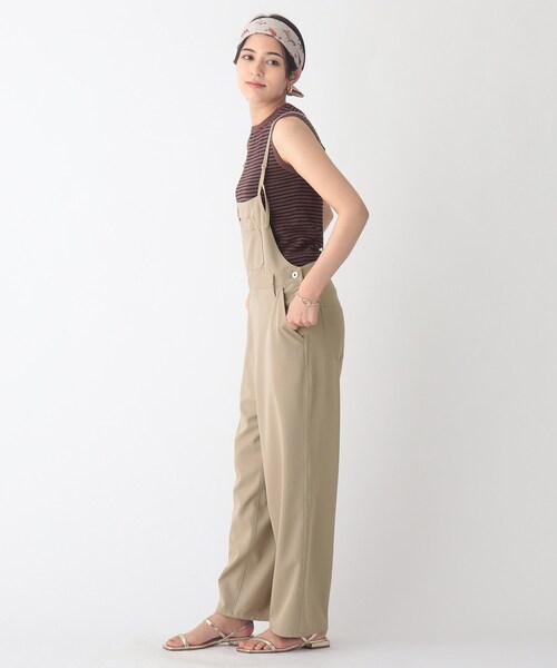 OPAQUE.CLIP（オペークドットクリップ）の「◆ストレッチツイル サロペット【WEB限定サイズ】（サロペット/オーバーオール・レディース・ブラック/サンドベージュ・36/38/40）」の3枚目の写真