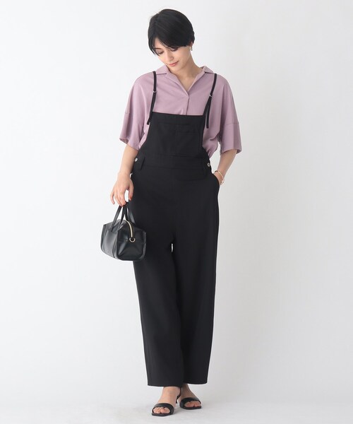 OPAQUE.CLIP（オペークドットクリップ）の「◆ストレッチツイル サロペット【WEB限定サイズ】（サロペット/オーバーオール・レディース・ブラック/サンドベージュ・36/38/40）」の9枚目の写真