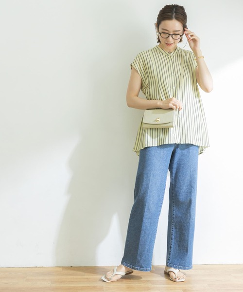 URBAN RESEARCH（アーバンリサーチ）の「ストライプタックブラウス（シャツ/ブラウス・レディース・イエロー/グリーン系その他/ブルー系その他・FREE）」の14枚目の写真