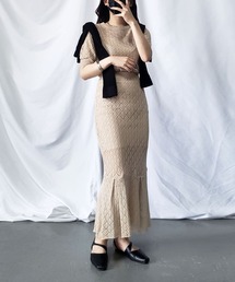 me+em select | 【セットアップ】クロシェレーストップス＆マーメイドスカート SET(セットアップ)