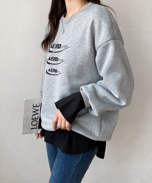 ABITOKYO(アビトーキョー)の「異素材ロングスリーブ切替リブカットソー(Tシャツ/カットソー・レディース・ホワイト/ブラック・M/L)」の7枚目の写真