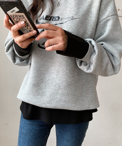 ABITOKYO(アビトーキョー)の「異素材ロングスリーブ切替リブカットソー(Tシャツ/カットソー・レディース・ホワイト/ブラック・M/L)」の8枚目の写真