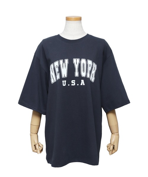 reca（レカ）の「カレッジロゴオーバーサイズTシャツ（Tシャツ/カットソー・レディース・ベージュ/ネイビー/グレー・FREE）」の5枚目の写真