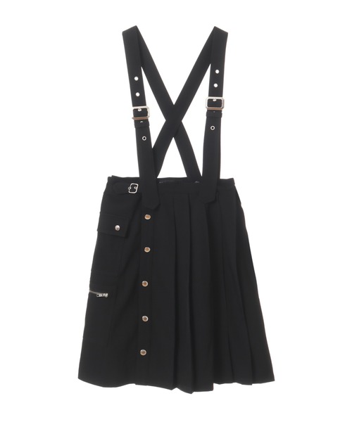 【新品】Candy Stripper プリーツスカート サスペンダー付 ブラック ガータベルトサスペンダー付きZIPプリーツスカート– A AM STUDIO