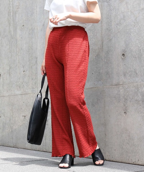 HONEYSUCKLE ROSE(ハニーサックルローズ)の「【HONEYSUCKLE ROSE】セミフレアイージーパンツ(その他パンツ・レディース・ダークグレー/レンガ/ベージュ・L/M)」の3枚目の写真