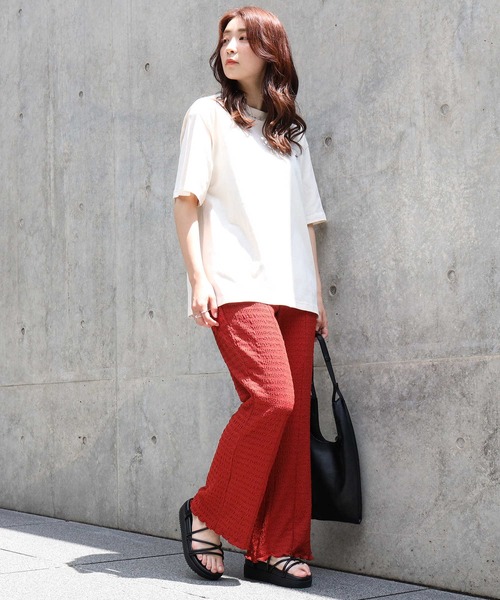 HONEYSUCKLE ROSE(ハニーサックルローズ)の「【HONEYSUCKLE ROSE】セミフレアイージーパンツ(その他パンツ・レディース・ダークグレー/レンガ/ベージュ・L/M)」の7枚目の写真