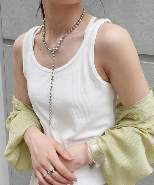 CORNERS（コーナーズ）の「2way三角開きテレコリブタンク（タンクトップ・レディース・ホワイト/ブラック/グリーン・M）」の6枚目の写真