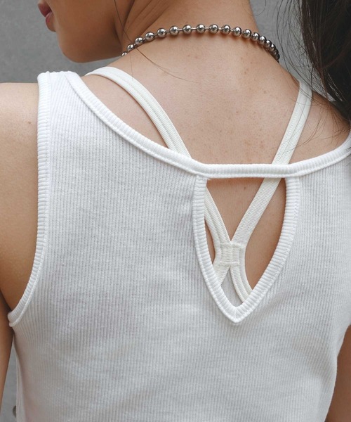 CORNERS（コーナーズ）の「2way三角開きテレコリブタンク（タンクトップ・レディース・ホワイト/ブラック/グリーン・M）」の14枚目の写真