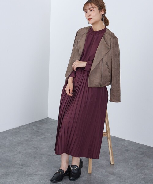 BEAMS HEART(ビームスハート)の「BEAMS HEART / ハイネック プリーツ 切替ワンピース(ワンピース・レディース・その他/グリーン系その他/オレンジ系その他/ワイン・FREE)」の11枚目の写真