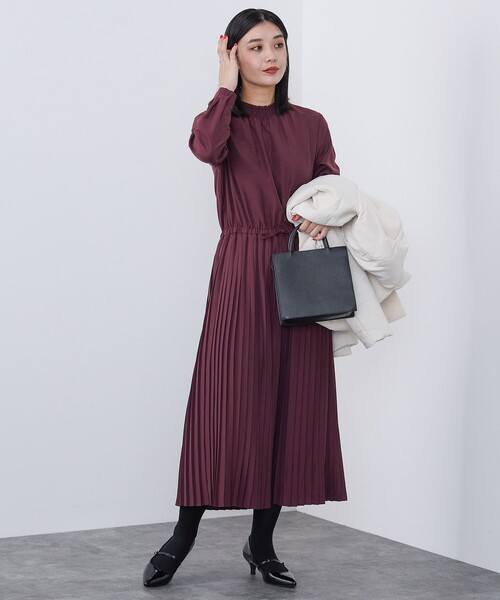 BEAMS HEART(ビームスハート)の「BEAMS HEART / ハイネック プリーツ 切替ワンピース(ワンピース・レディース・その他/グリーン系その他/オレンジ系その他/ワイン・FREE)」の3枚目の写真