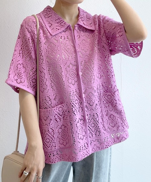 w closet（ダブルクローゼット）の「レースパイピング半袖