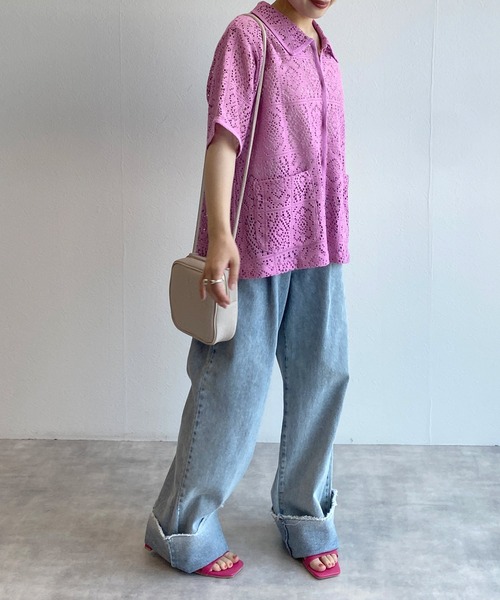 【未使用】ZADIG＆VOLTAIRE かぶりシャツ 星 ブルーグレー ピンク 未使用】ZADIG＆VOLTAIRE かぶりシャツ 星 ブルーグレー ピンク