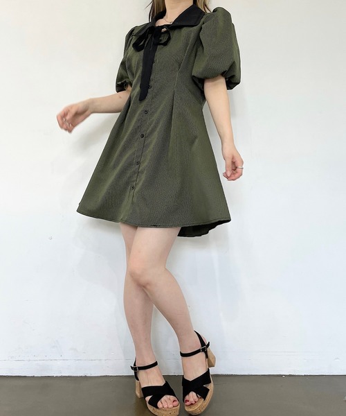 titty&Co. PETIT(ティティアンドコープティ)の「【titty&Co.PETIT】チェックタックリボンワンピース(ワンピース・レディース・グリーン・FREE)」の7枚目の写真