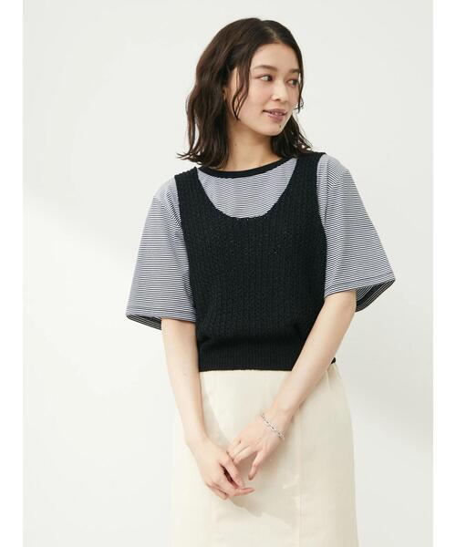 Green Parks(グリーンパークス)の「テープヤーンショートニットベスト(ベスト・レディース・ブラック/ブラウン/オレンジ・FREE)」の10枚目の写真