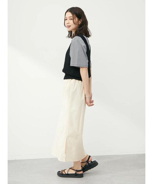 Green Parks(グリーンパークス)の「テープヤーンショートニットベスト(ベスト・レディース・ブラック/ブラウン/オレンジ・FREE)」の5枚目の写真