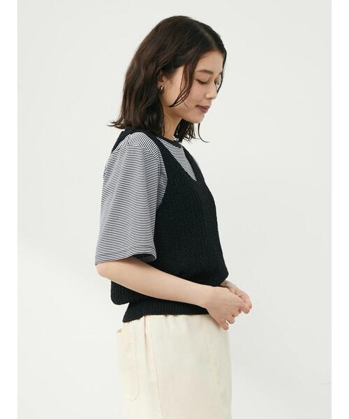 Green Parks(グリーンパークス)の「テープヤーンショートニットベスト(ベスト・レディース・ブラック/ブラウン/オレンジ・FREE)」の8枚目の写真