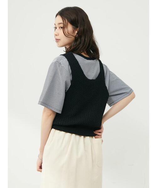 Green Parks(グリーンパークス)の「テープヤーンショートニットベスト(ベスト・レディース・ブラック/ブラウン/オレンジ・FREE)」の9枚目の写真