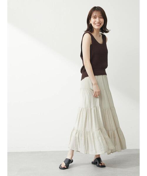 Green Parks(グリーンパークス)の「テープヤーンショートニットベスト(ベスト・レディース・ブラック/ブラウン/オレンジ・FREE)」の13枚目の写真