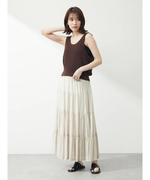 Green Parks(グリーンパークス)の「テープヤーンショートニットベスト(ベスト・レディース・ブラック/ブラウン/オレンジ・FREE)」の14枚目の写真