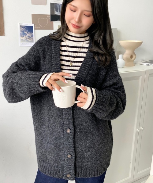 moment+（モーメントプラス）の「ミックスヤーンオーバーニット