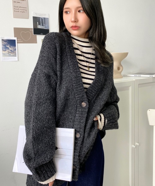 moment+（モーメントプラス）の「ミックスヤーンオーバーニット