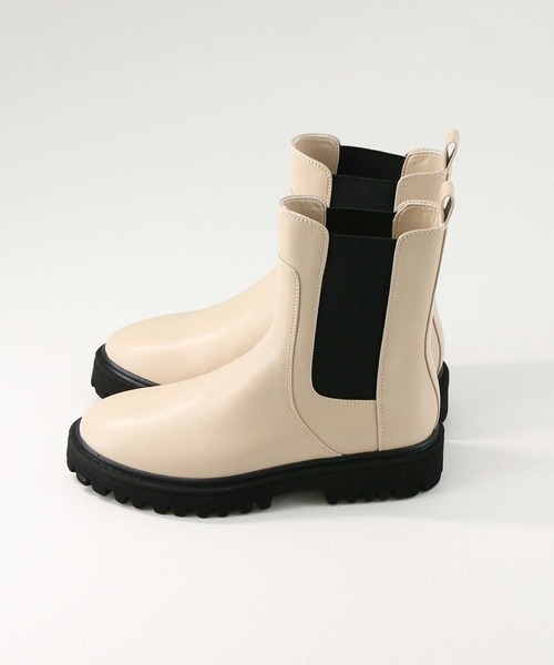 Gready Brilliant（グレディブリリアン）の「トラックソールサイドゴアブーツ（ブーツ・レディース・ブラック/ベージュ・36/37/38）」の13枚目の写真