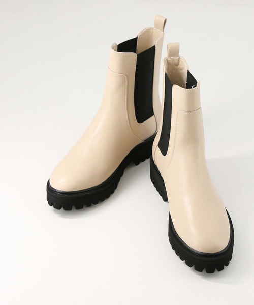 Gready Brilliant（グレディブリリアン）の「トラックソールサイドゴアブーツ（ブーツ・レディース・ブラック/ベージュ・36/37/38）」の10枚目の写真