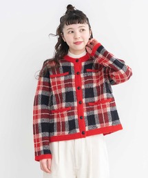 CHILD WOMAN | モヘヤ混タータンチェック ポケットカーディガン(カーディガン/ボレロ)
