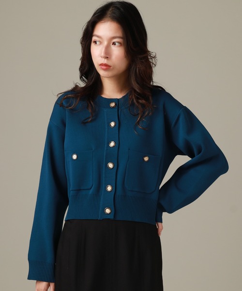 Cheek(チーク)の「ダンボールニットカーディガン(カーディガン/ボレロ・レディース・ブルー/オレンジ/ネイビー・MEDIUM)」の2枚目の写真